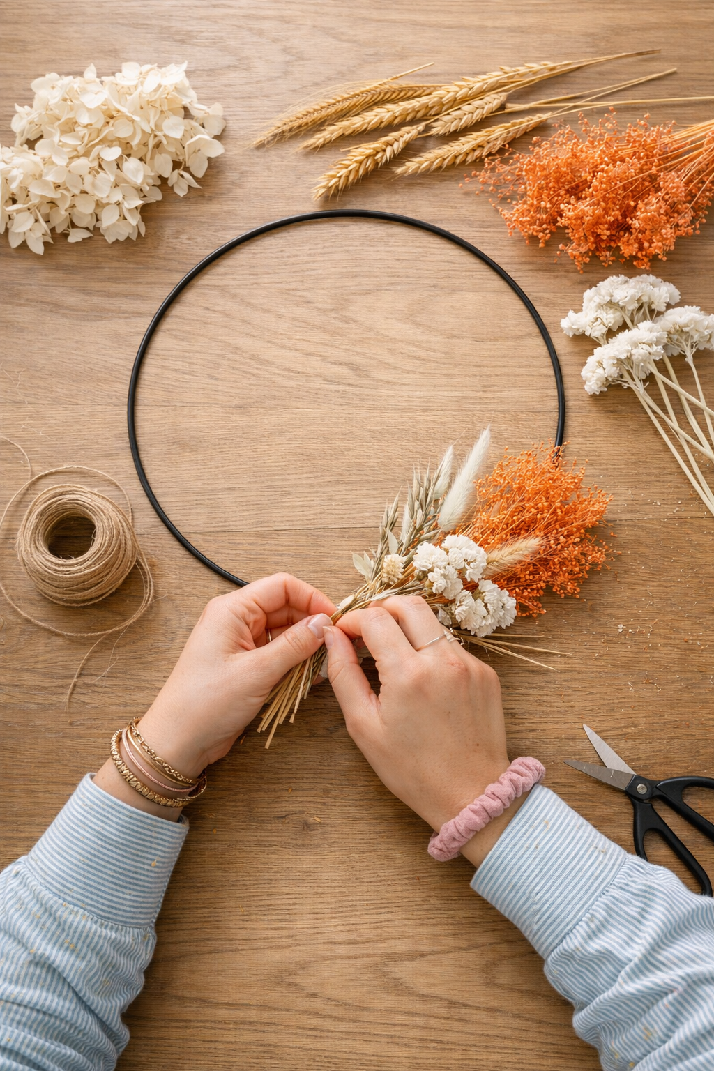 Kit couronne fleurs séchées – Signature moderne
