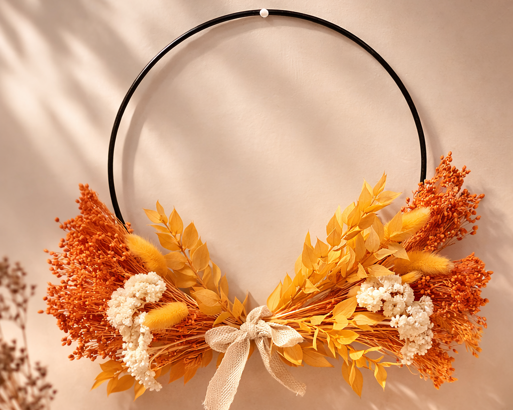 Kit couronne fleurs séchées – Terracotta moderne