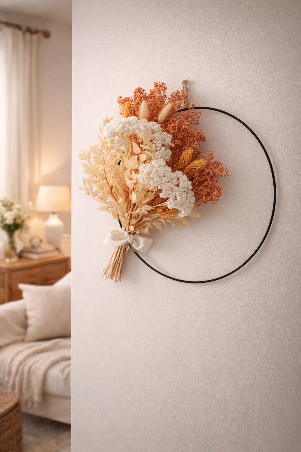 Kit couronne fleurs séchées – Terracotta moderne